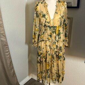 Flowered Beige Dress